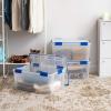 imageIRIS USA WeatherPro 16 Qt Storage Bins with Lids 3 Pack BPAFree Plastic Gasket Box with Tight Latch and Seal Stackable Nestable Tote Tub  ClearBlue60 Qt  3 Pack