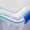 imageIRIS USA WeatherPro 16 Qt Storage Bins with Lids 3 Pack BPAFree Plastic Gasket Box with Tight Latch and Seal Stackable Nestable Tote Tub  ClearBlue74 Qt  3 Pack
