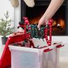 imageIRIS USA WeatherPro Light and Garland Holiday Decor Home Organizer with Light Reel Inserts Holiday Storage for Lights Garlands Decorations and Decorations with Seal Latching Lid 6 Pack ClearRed