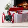 imageIRIS USA WeatherPro Light and Garland Holiday Decor Home Organizer with Light Reel Inserts Holiday Storage for Lights Garlands Decorations and Decorations with Seal Latching Lid 6 Pack ClearRed