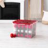 imageOrnament Storage Box with Attached Lid Stores 75 Ornaments per Bin 2Pack Stackable Durable Christmas Storage Organization Container Bin for Holiday Decorations and Accessories ClearRed