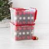 imageOrnament Storage Box with Attached Lid Stores 75 Ornaments per Bin 2Pack Stackable Durable Christmas Storage Organization Container Bin for Holiday Decorations and Accessories ClearRed