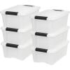 imageIRIS USA 91 Qt Stackable Plastic Storage Bins with Lids 4 Pack  BPAFree SeeThrough Organizing Solution Latches Durable Nestable Containers Secure Pull Handle Made in USA  ClearRedPearl