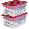 imageIRIS USA 94 Quart Stackable Holiday Plastic Storage Bins with Lids and Latching Buckles 2 Pack Containers with Lids and Latches Durable Nestable Closet Garage Totes Boxes Organizing  ClearRedClearRed