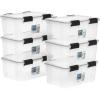imageIRIS USA WeatherPro 19 Qt Storage Bins with Lids 6 Pack BPAFree Plastic Gasket Box with Tight Latch and Seal Stackable Nestable Tote Tub  ClearBlackClear
