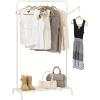 imageUSA Clothes Rack with 1 Metal Shelf with Extra Adjustable Hanger Rod and Rotatable Ring Easy to Assemble Freestanding Metal Sturdy Garment Rack Modern Versatile Design Boutique Style White1 Metal Shelf