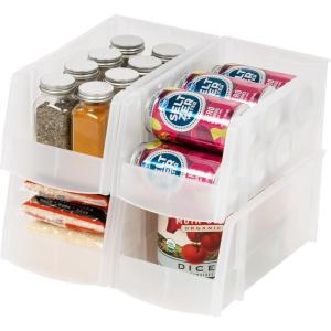 imageIRIS USA Clear Plastic Stackable Storage Bins Medium  8 Pack Open Front Fridge Pantry Kitchen Closet Cabinet Bathroom Organizer Basket for Organizing Snack Cans Office Supplies and Coffee PodsMedium  4 Pack