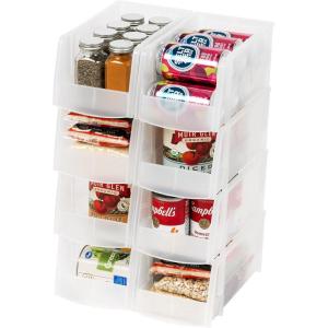 imageIRIS USA Clear Plastic Stackable Storage Bins Medium  8 Pack Open Front Fridge Pantry Kitchen Closet Cabinet Bathroom Organizer Basket for Organizing Snack Cans Office Supplies and Coffee PodsMedium  8 Pack