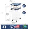 imageIRIS USA 30 lbs ampamp 11 lbs Combo Airtight Dog Food Storage Container Stackable Treat Box Wheels Keep Fresh Easy Mobility NavyClearNavy
