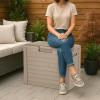 imageIRIS USA 35Gallon Outdoor Deck Storage Box Lockable ampamp UVProtected WeatherResistant Patio Storage for Cushions Garden Tools ampamp Packages Waterproof Resin Durable ampamp Stylish Design  Beige