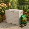 imageIRIS USA 35Gallon Outdoor Deck Storage Box Lockable ampamp UVProtected WeatherResistant Patio Storage for Cushions Garden Tools ampamp Packages Waterproof Resin Durable ampamp Stylish Design  Beige