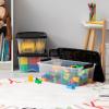 imageIRIS USA 54 Qt Stackable Plastic Storage Bins with Lids 4 Pack  BPAFree Made in USA  SeeThrough Organizing Solution Latches Durable Nestable Containers Secure Pull Handle  ClearBlackClearBlack