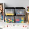imageIRIS USA 54 Qt Stackable Plastic Storage Bins with Lids 4 Pack  BPAFree Made in USA  SeeThrough Organizing Solution Latches Durable Nestable Containers Secure Pull Handle  ClearBlackClearBlack