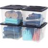imageIRIS USA 54 Qt Stackable Plastic Storage Bins with Lids 4 Pack  BPAFree Made in USA  SeeThrough Organizing Solution Latches Durable Nestable Containers Secure Pull Handle  ClearBlackClearBlack