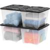 imageIRIS USA 54 Qt Stackable Plastic Storage Bins with Lids 4 Pack  BPAFree Made in USA  SeeThrough Organizing Solution Latches Durable Nestable Containers Secure Pull Handle  ClearBlackClearBlack