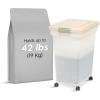 imageIRIS USA Airtight Dog Food Storage Container WeatherPro Up to 40 lbs Removable Wheels for Dog Cat Bird and Other Pet Food Storage Bin Keep Fresh Translucent Body Made in USA SmokeBlackPearlAlmond