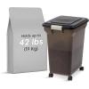 imageIRIS USA Airtight Dog Food Storage Container WeatherPro Up to 40 lbs Removable Wheels for Dog Cat Bird and Other Pet Food Storage Bin Keep Fresh Translucent Body Made in USA SmokeBlackSmokeBlack