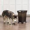 imageIRIS USA Airtight Dog Food Storage Container WeatherPro Up to 40 lbs Removable Wheels for Dog Cat Bird and Other Pet Food Storage Bin Keep Fresh Translucent Body Made in USA SmokeBlackSmokeBlack