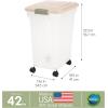 imageIRIS USA Airtight Dog Food Storage Container WeatherPro Up to 40 lbs Removable Wheels for Dog Cat Bird and Other Pet Food Storage Bin Keep Fresh Translucent Body Made in USA SmokeBlackClearAlmond