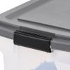 imageIRIS USA Airtight Dog Food Storage Container WeatherPro Up to 40 lbs Removable Wheels for Dog Cat Bird and Other Pet Food Storage Bin Keep Fresh Translucent Body Made in USA SmokeBlackClearDark Gray