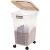 imageIRIS USA Airtight Dog Food Storage Container WeatherPro Up to 40 lbs Removable Wheels for Dog Cat Bird and Other Pet Food Storage Bin Keep Fresh Translucent Body Made in USA SmokeBlackClearAlmond