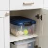 imageIRIS USA WeatherPro Airtight Pet Food Storage Container Up to 12Lbs Dog Cat Bird and Other Pet Food Storage Bin Keep Pests Out Translucent Body BPA Free Stackable Navy14 lbs