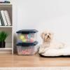 imageIRIS USA WeatherPro Airtight Pet Food Storage Container Up to 12Lbs Dog Cat Bird and Other Pet Food Storage Bin Keep Pests Out Translucent Body BPA Free Stackable Navy14 lbs 2Pack