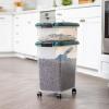 imageRemington 2 Piece Clear Plastic Food Storage Container  30 lbs 11 lbs  Airtight Stackable Wheels  Food Storage Treat Box  2Cup Scoop