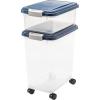 imageIRIS USA 30 lbs ampamp 11 lbs Combo Airtight Dog Food Storage Container Stackable Treat Box Wheels Keep Fresh Easy Mobility NavyClearNavy