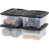 imageIRIS USA 54 Qt Stackable Plastic Storage Bins with Lids 4 Pack  BPAFree Made in USA  SeeThrough Organizing Solution Latches Durable Nestable Containers Secure Pull Handle  ClearBlackClearBlack
