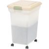 imageIRIS USA Airtight Dog Food Storage Container WeatherPro Up to 40 lbs Removable Wheels for Dog Cat Bird and Other Pet Food Storage Bin Keep Fresh Translucent Body Made in USA SmokeBlackPearlAlmond