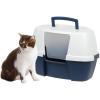 imageIRIS USA Large Hooded Corner Litter Box Without Scoop Navy
