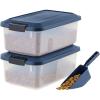 imageIRIS USA WeatherPro Airtight Pet Food Storage Container Up to 12Lbs Dog Cat Bird and Other Pet Food Storage Bin Keep Pests Out Translucent Body BPA Free Stackable Navy14 lbs 2Pack