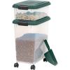 imageRemington 2 Piece Clear Plastic Food Storage Container  30 lbs 11 lbs  Airtight Stackable Wheels  Food Storage Treat Box  2Cup Scoop
