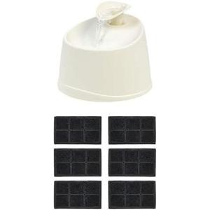 imageBundle of IRIS USA 44oz 13 L Automatic Pet Water Fountain for Dog ampamp Cat with Two Flow Options White  IRIS USA Replacement Charcoal Filters for Pet Water Fountain 6 PackWhite  Filters