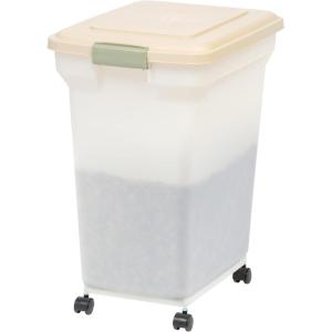 imageIRIS USA Airtight Dog Food Storage Container WeatherPro Up to 40 lbs Removable Wheels for Dog Cat Bird and Other Pet Food Storage Bin Keep Fresh Translucent Body Made in USA SmokeBlackPearlAlmond
