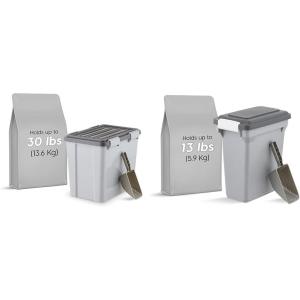 imageIRIS USA Airtight Dog Food Storage Container with 2Cup Scoop Up to 30lbs  13lbs Combo for Dog Cat Bird and other Pet Food Storage Bin Keep Fresh BPA Free GrayDark Gray