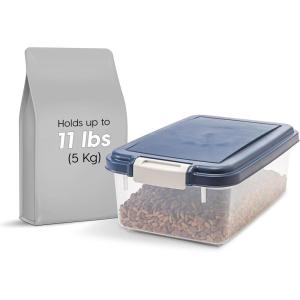 imageIRIS USA WeatherPro Airtight Pet Food Storage Container Up to 12Lbs Dog Cat Bird and Other Pet Food Storage Bin Keep Pests Out Translucent Body BPA Free Stackable Navy11 lbs