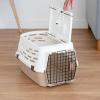 imageIRIS USA 23quot Cat Carrier Small Pet Carrier Hard Dog Kennel with 2Door Front and Top Access Dog Carrier up to 18 pounds WhiteAlmond