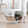 imageIRIS USA 23quot Cat Carrier Small Pet Carrier Hard Dog Kennel with 2Door Front and Top Access Dog Carrier up to 18 pounds WhiteAlmond
