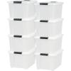 imageIRIS USA 33 Qt Stackable Plastic Storage Bins with Lids 8 Pack  BPAFree Made in USA  Discreet Organizing Solution Latches Durable Nestable Containers Secure Pull Handle  PearlPearl