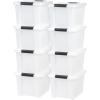 imageIRIS USA 33 Qt Stackable Plastic Storage Bins with Lids 8 Pack  BPAFree Made in USA  Discreet Organizing Solution Latches Durable Nestable Containers Secure Pull Handle  PearlPearl