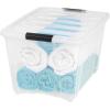 imageIRIS USA 33 Qt Stackable Plastic Storage Bins with Lids 8 Pack  BPAFree Made in USA  Discreet Organizing Solution Latches Durable Nestable Containers Secure Pull Handle  PearlClear