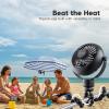 imageIRIS USA WOOZOO 35quot Cordless Portable Personal Fan with Flexible Tripod Stand 10Hour Runtime 360 Tilt 3 Speeds LED Light Mosquito Repellent Tray USBC Charging for IndoorOutdoor Use Black