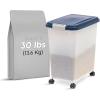 imageIRIS USA Dog Food Storage Container 40 lbs Wheels Airtight Lid Scoop Gray  Extra Sticky Lint Roller Value Pack Comes with Storage Box Standard and THandle Roller Refills 1260 Sheets TotalNavyPearl