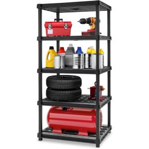 imageIRIS USA 5Shelf Heavy Duty Deep Plastic Storage Shelves 750lb Capacity 75quot H x 36quot W x 24quot D Large Modular Shelving Unit Storage Organizer for Garage Home ampamp Bathroom Rack  Black5Tier
