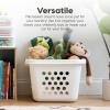 imageIRIS USA Laundry Basket Hamper Bag 4Pack Compact Aesthetic Plastic 30L  1 Bushel Dirty Clothes Sorter Bin Organizer for Blankets Bathroom Dorm Bedroom with Ventilation Holes Carry Handles White