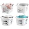 imageIRIS USA Laundry Basket Hamper Bag 4Pack Compact Aesthetic Plastic 30L  1 Bushel Dirty Clothes Sorter Bin Organizer for Blankets Bathroom Dorm Bedroom with Ventilation Holes Carry Handles White