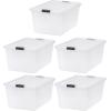 imageIRIS USA 132 Qt Stackable Plastic Storage Bins with Lids 1 Pack  BPAFree SeeThrough Organizing Solution Latches Durable Nestable Containers Secure Pull Handle Made in USA  ClearClear