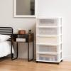 imageIRIS USA Plastic Drawer Storage Organizer Rolling Cart with Wheels Casters 4Drawers for Art Craft Supplies Bathroom Dorm Bedroom Laundry Room Wide BlackPearlWhite